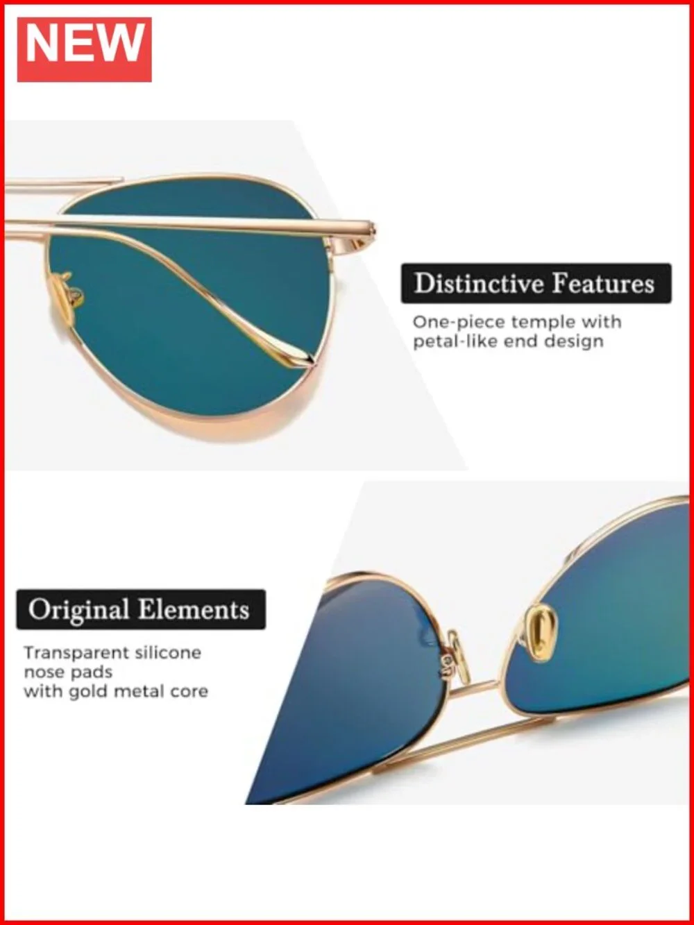 Lightweight Oversized Aviator Sunglasses - Mirrored Polarized Lens Classic Style